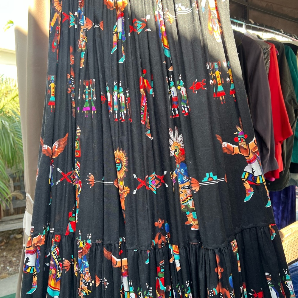Native American Kachina doll print skirt. Size L